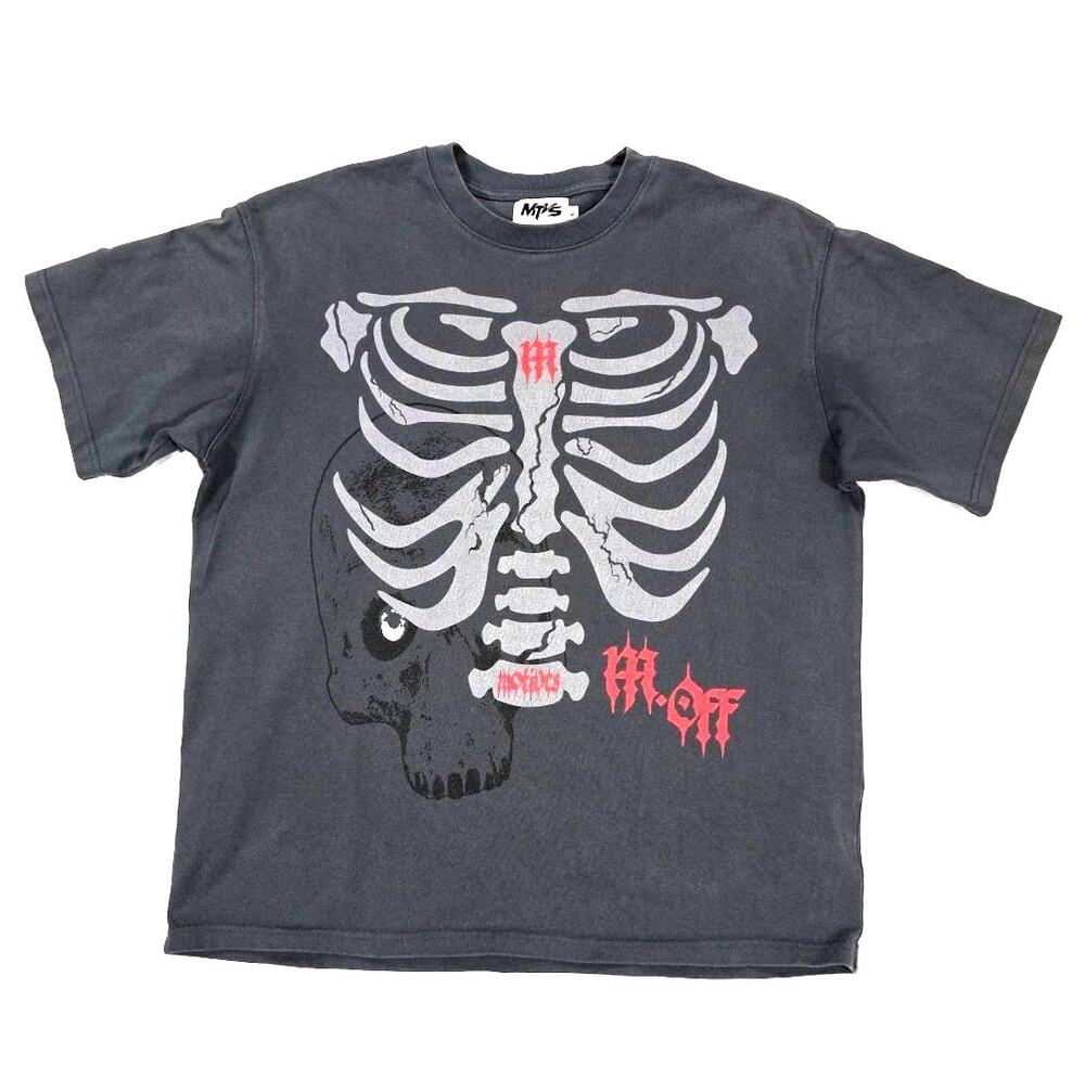 MTVS Natural Selection Men's Gray Heavyweight Skeleton T-Shirt XL Boxy Fit